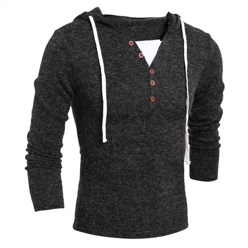 

2021 Brand New Mens Sweaters Long Sleeve Fashion Casual Slim Design Solid Hooded Knit Sweater Coat Men Clothes Pullovers Zpwv, Burgundy