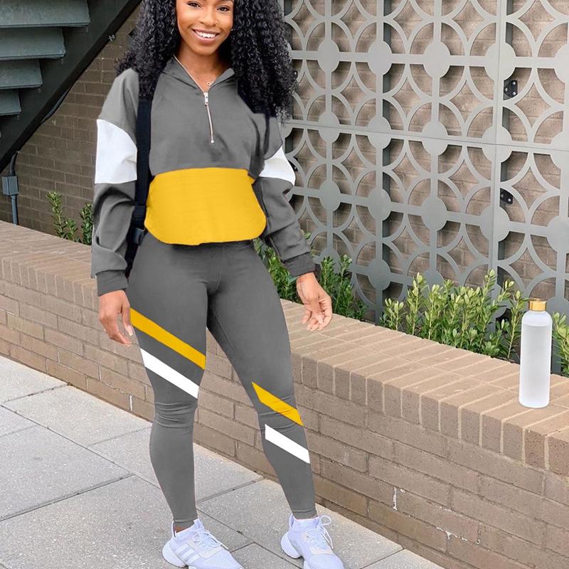 

Fashion Fall Two Piece Set Long Sleeve Top and Sweatpants Outfits Tracksuit Matching Sets for Women Clothes Lounge Wear, Gray