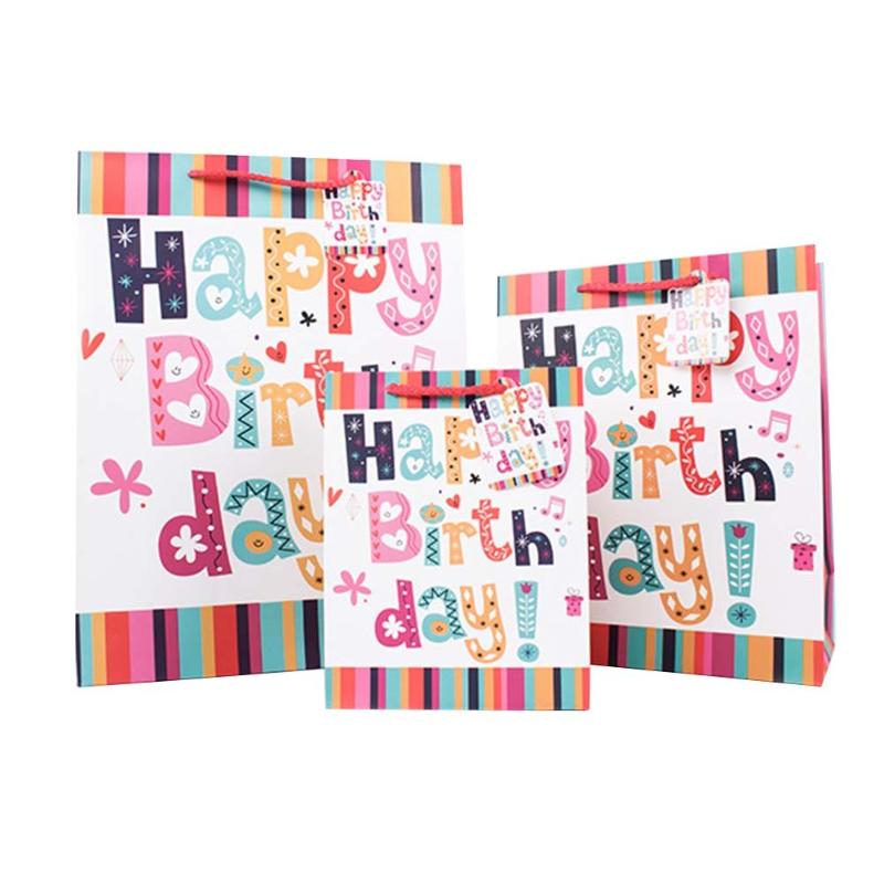 

Birthday Party Gift Bag Portable Wrapping Paper Bag High-end Clothing Package Colorful Pattern Candy Bags