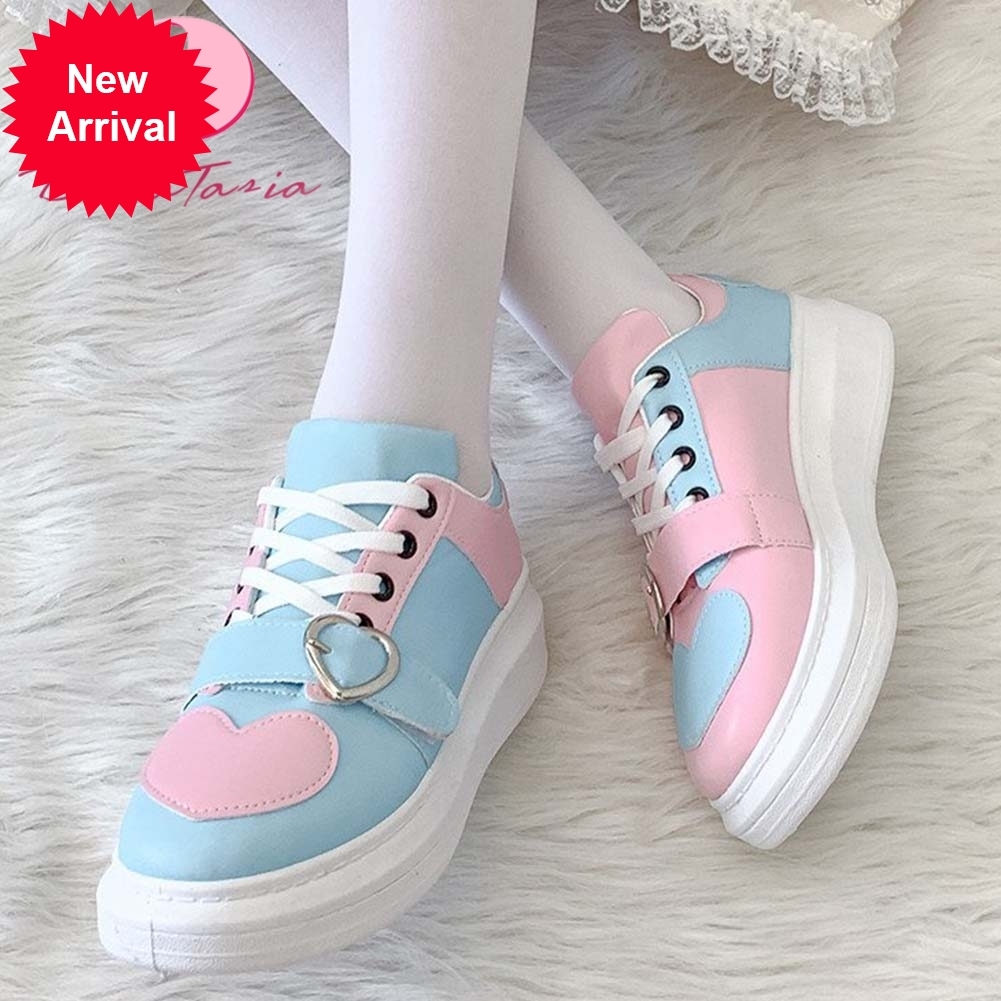 

2021 The New From a New Shallow Thick Single Heart Shoelaces Female Apartments Spring Fashion Women's V5nm, Black white