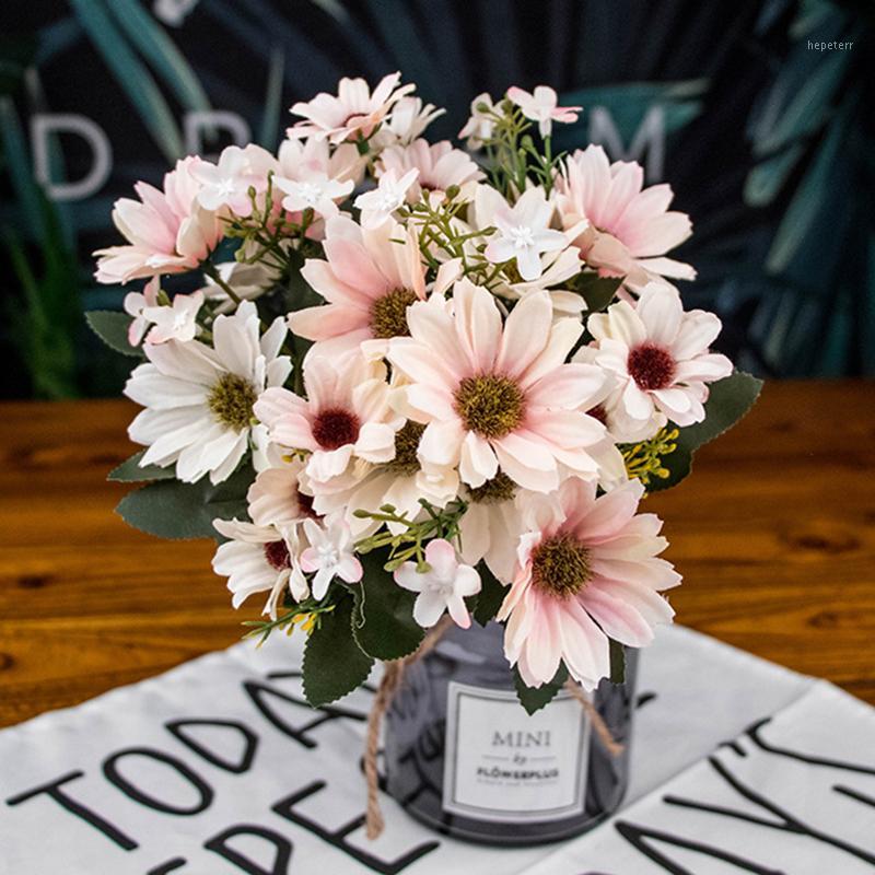 

Simulation 21 Head Fake Flower Silk Artificial Chrysanthemum Flowers Floral DIY Bouquet Home Wedding Flores Office Party Decor1, Pink