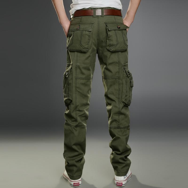 

Brand Men Cargo Pants Army Green Multi Pockets Combat Casual Cotton Loose Straight Trousers Tactical Pants, Black