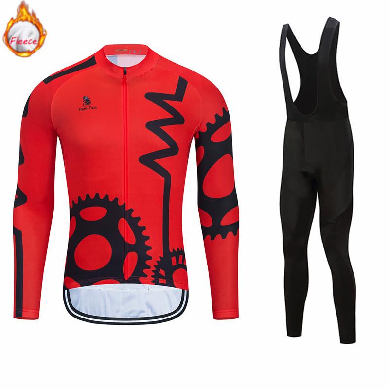 

2021 Winter Thermal Fleece Cycling Set Men's Jersey Suit Sport Riding Bike Clothes MTB Ropa Ciclismo Bib Pants Cycling Clothings, Cycling set 5