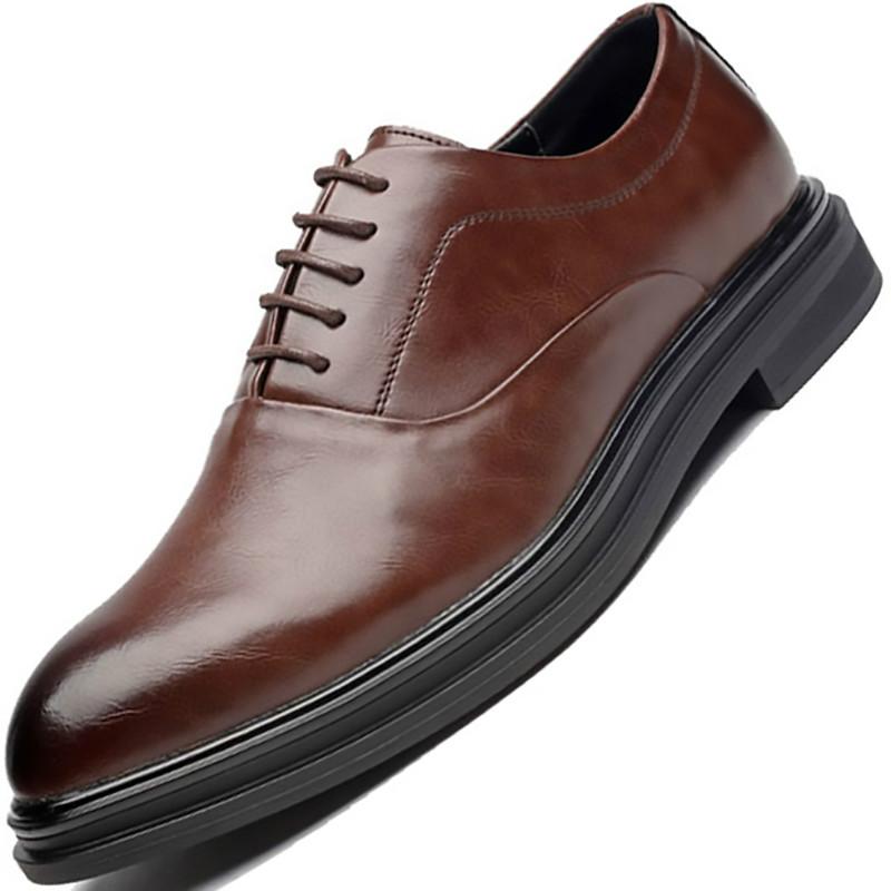 

2021 Mens Dress Shoes Wedding Oxfords Shoes Male Business Formal Shoe Hombre Office Pointed Derby Footwear Plus Size 38-48, Black