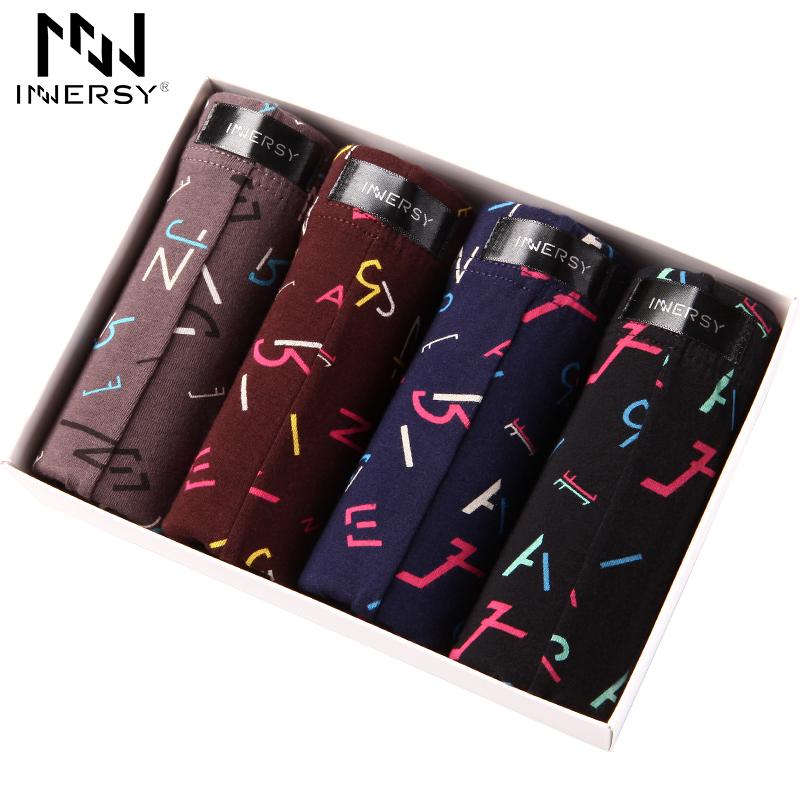 

Innersy 2020 Panties Mens 4Pcs\lot Hot Sale Men Underwear Showy Boxers Modal Boxer Men Printed Boxer Shorts Breath Underwear Lot, Multi