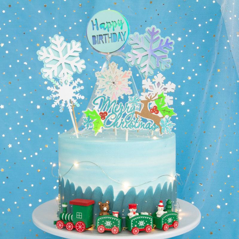 

10pcs Cute Christmas SnowFlake Cartoon Cupcake Topper Cake Flags For Wedding Birthday Party Baby Shower Decoration Supplies