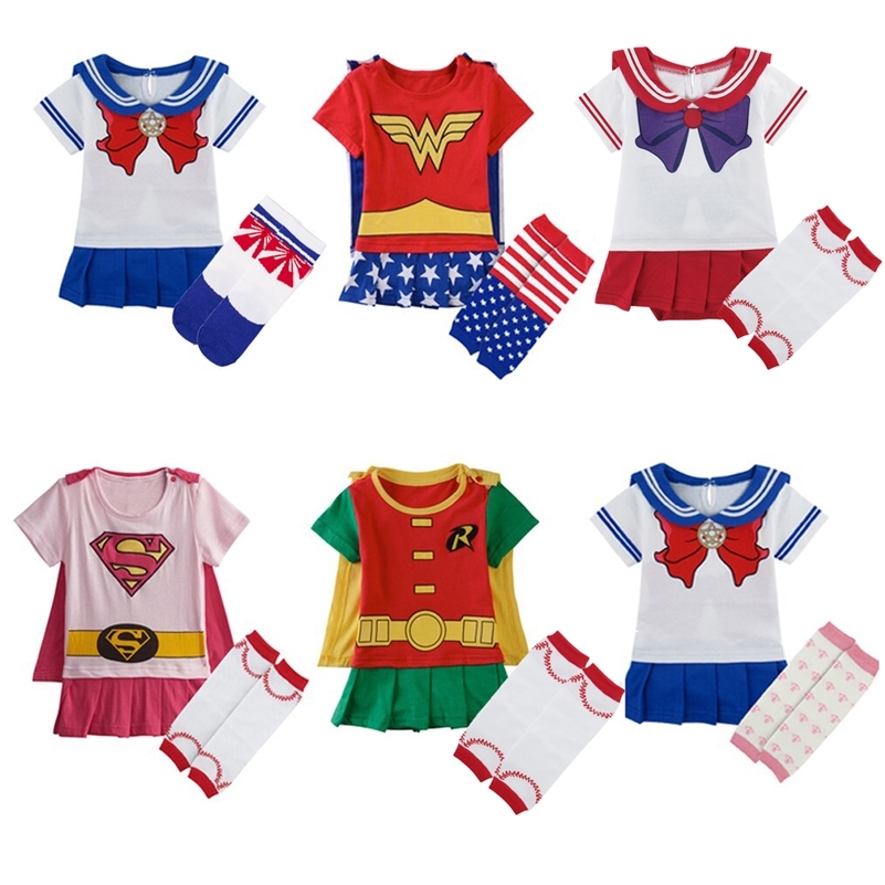 

Baby Gir Costume Rompers with Cape Newborn Robin Girl Bat Girl Playsuits Infant Party Fancy Sailor Moon Dresses 201127, Blue