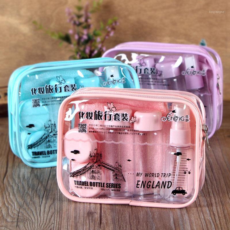

Wholesale 9Pcs/set Makeup Spray Bottles Kits Shampoo Cream Lotion Container Bottle Towel Travel Set with Pouch Cosmetic Tool M31