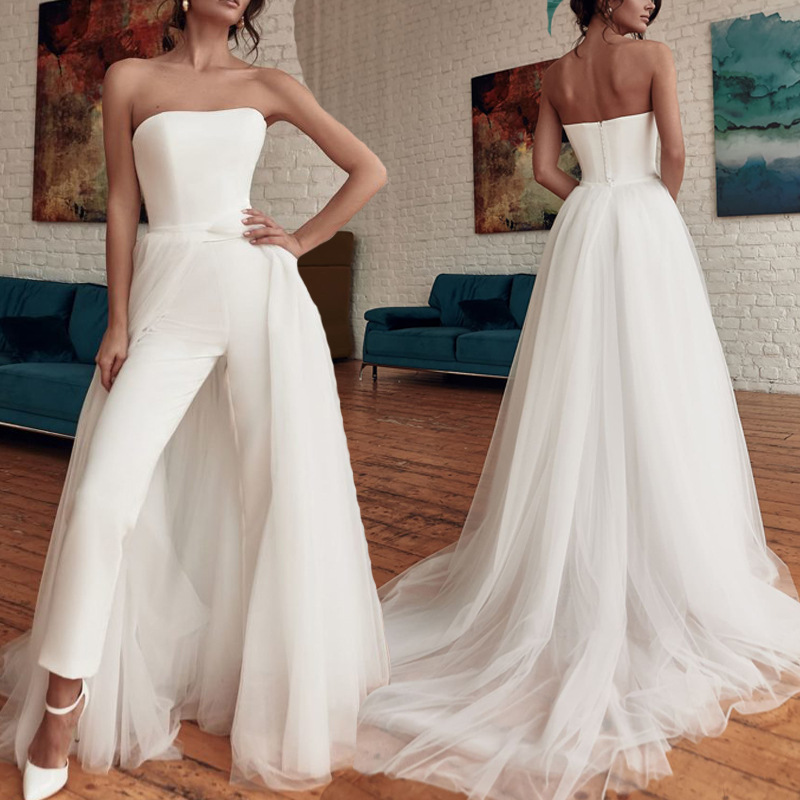 white Jumpsuit With Long Train White Evening Dresses Off Shoulder Sweep Train Elegant Prom Dress Party Zuhair Murad Dress Vestidos Festa-image-756019902