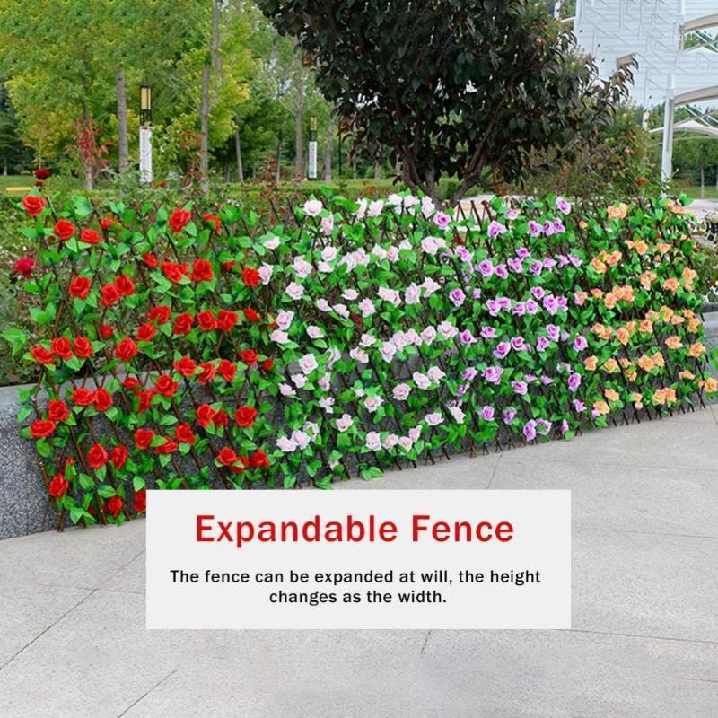 

Artificial Hedge Wall Garden Fence With Flowers Leaves Outdoor Plants Hedge Durable Retractable Garden Guardrail Decoration1, Small-orange