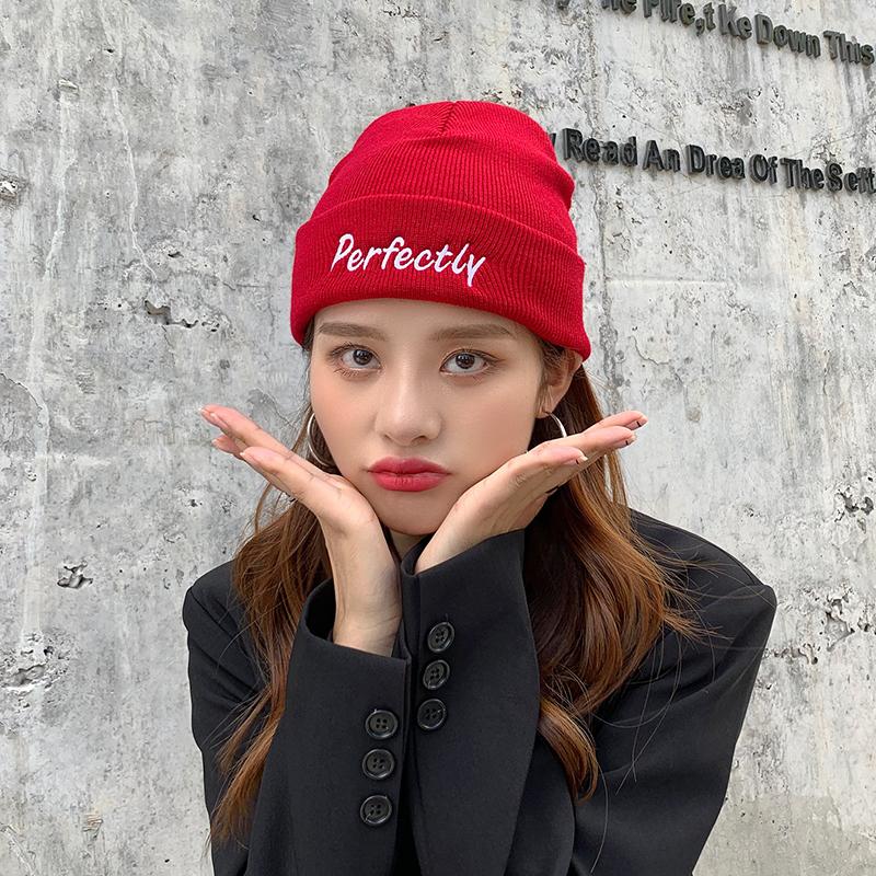 

Beanie/Skull Caps Autumn Winter Knitted Hats For Men Women Letter Embroidery Cotton Hat Casual Boy Cap