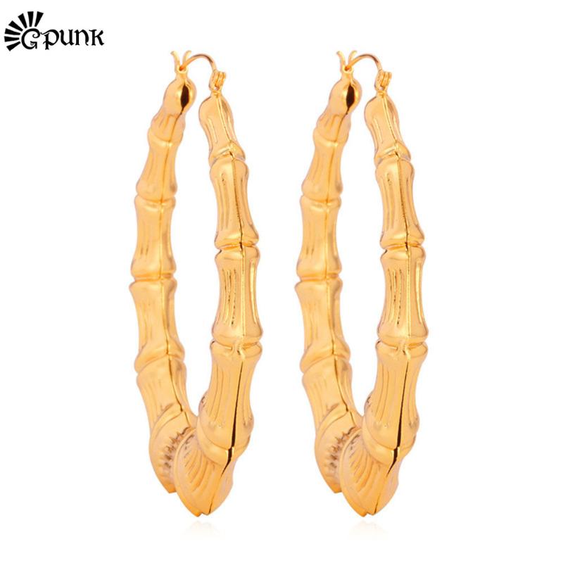 

Women Hoop Earrings Big Circle Punk Rock Style yellow Gold/ color Classic Design Jewelry For Women Wholesale E664G