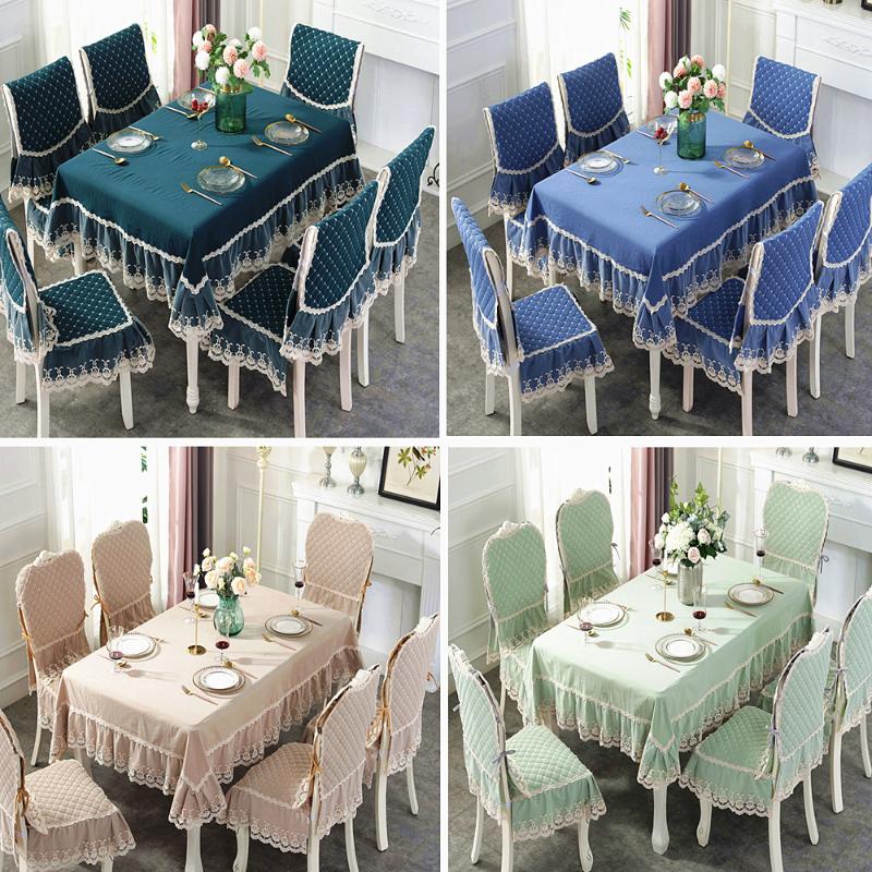 

European Classical Table Cloth Rectangular High Quality Luxury Cotton Tablecloth Chair Cover Wedding Christmas Decor Sequin A2