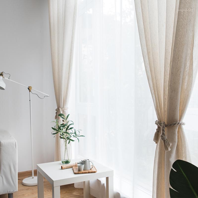 

Modern Tulle Curtains Faux Cotton Linen Curtains for Kitchen European Pure Color Living Room1, Picture color