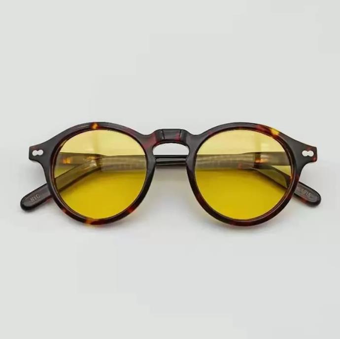 

Sunglasses Night Vision Glasses Goggles Man Johnny Depp Woman Blue Yellow LEMTOSH Vintage Acetate Round Driver Shade, White;black