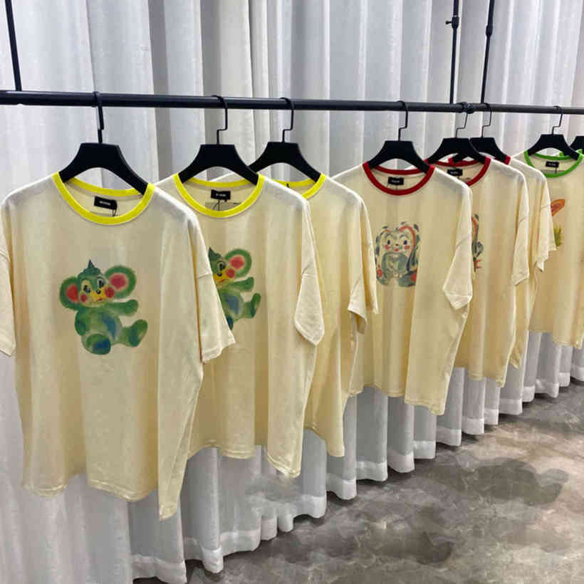 

WE11DONE Unisex Top Graffiti Small Monster Pattern T-shirts Tea Women Men Casual Cato Oversized Couple Clothing, Black