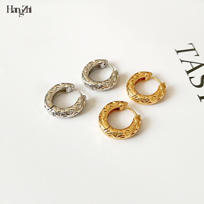 

European and American retro copper-plated bump surface texture geometric round irregular 2020 Women fashion earrings jewelry
