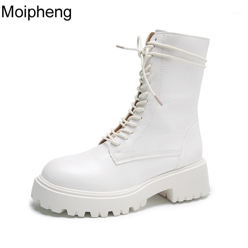 

Moipheng Woman Ankle Boots Chunky Shoes Women Lace Up Autumn Shoes Daily Short Boots Footwear for Women Zapatos De Mujer1, Black