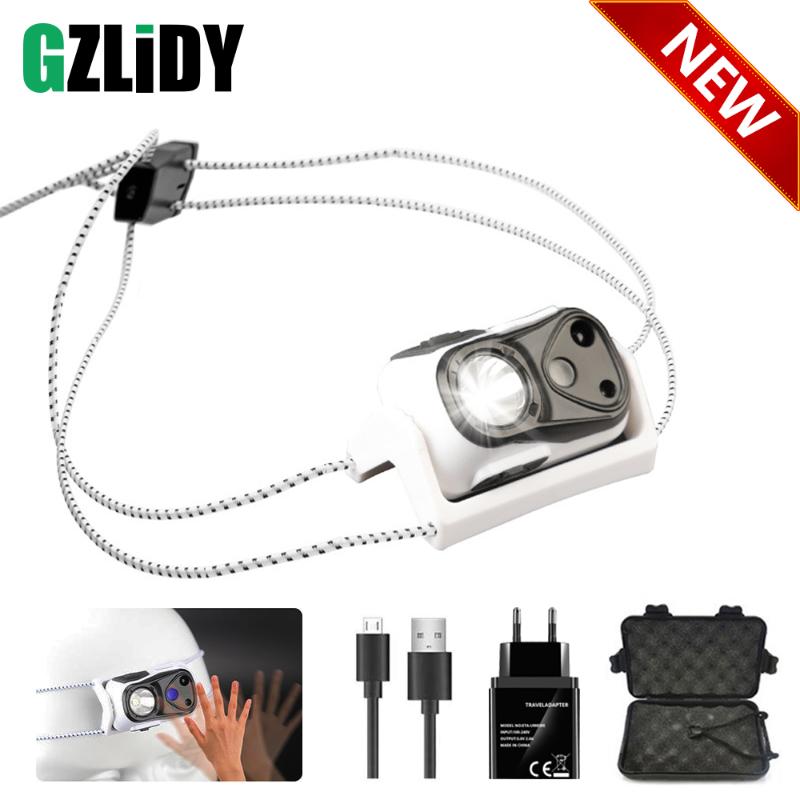 

Mini LED Headlamp Super Bright PR Induction XPG Headlight Waterproof USB Rechargeable Lantern Portable Outdoor Torch