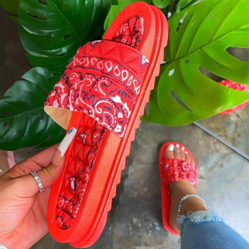 

2021 Women's Print Slippers Indoor Outdoor Slip on Beach Shoes Summer Toe Flip Flops Ladies Non-slip Slides New Sandals Qu9n, Black-1