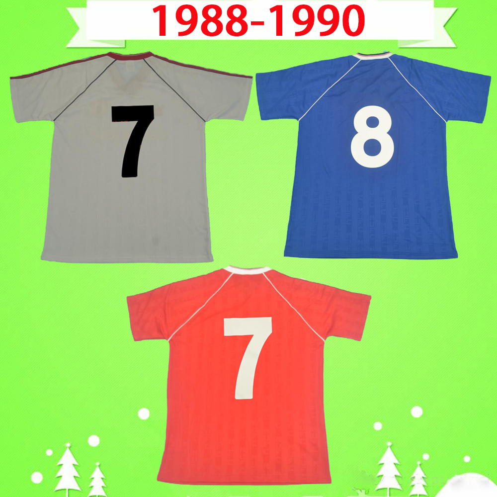 

Manchester 1988 1989 1990 retro soccer jersey 88 89 90 football shirt MAN Classic Vintage home away third red white blue Maillot UTD