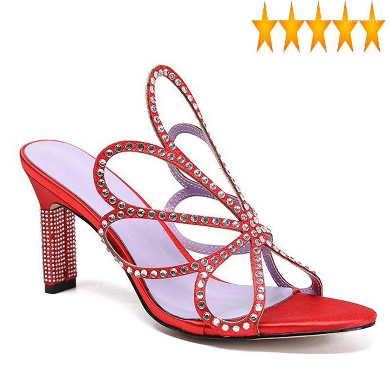 

Sandals Women High Summer Heel Outside Casual Hollow Out Slip-Ons Slippers Personality Diamonds Block Heels Female Luxury Shoes1, Black
