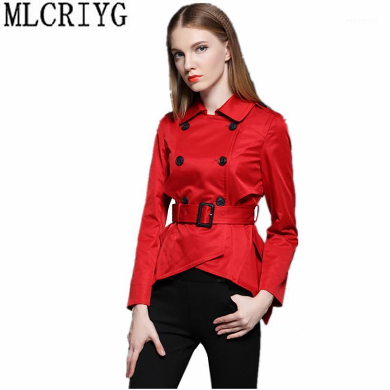 

Trench Coat For Women Double Breasted Slim Fit Short Coat Female Spring Casaco Feminino Abrigos Mujer Autumn Outerwear YQ1491, Black