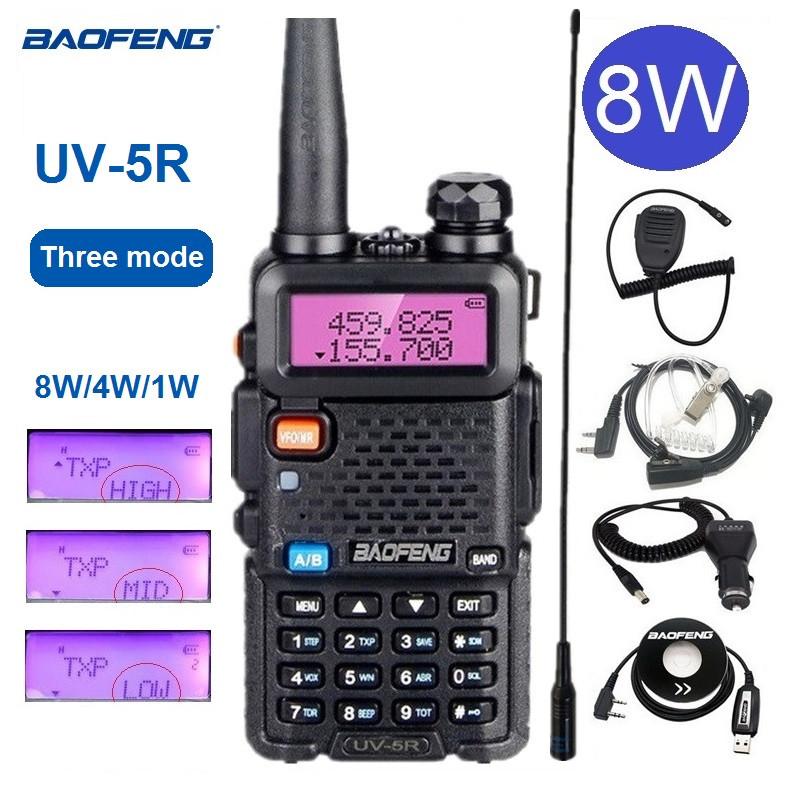 

8W Baofeng UV 5R Portable Walkie Talkie Dual Band VHF UHF Two Way Radio Transmitter 10KM Ham CB Radio Transceiver UV5R UV-5R