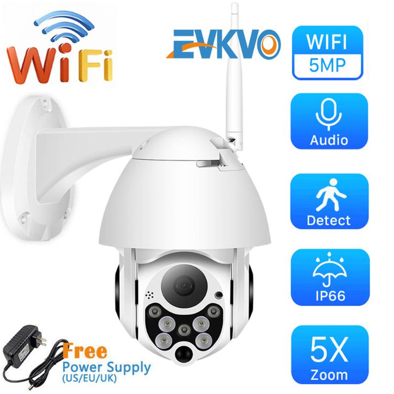 

Cameras EVKVO 5MP 5X ZOOM Wireless PTZ Speed Dome IP Camera WiFi Outdoor FHD P2P Two Way Audio CCTV Security Video Surveillance