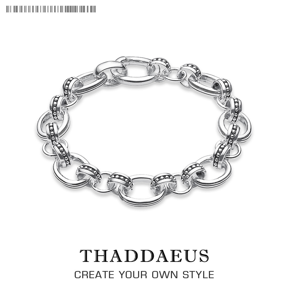 

Bracelets Black Dot Heart Link Chain 925 Sterling Silver Fashion Jewelry For Men Link Trendy Rebel Gift Thomas Style Bracelet 1028