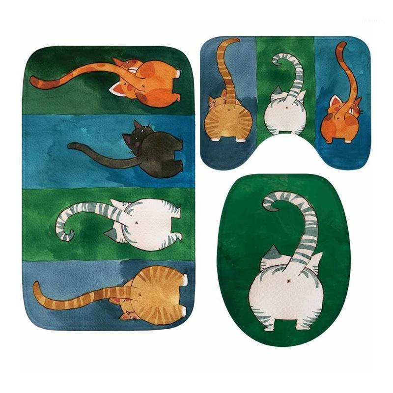

Color Cat's Eye 3D Flannel Bathroom Three-piece Carpet Toilet Floor Mat Absorbent Non-slip Mat1