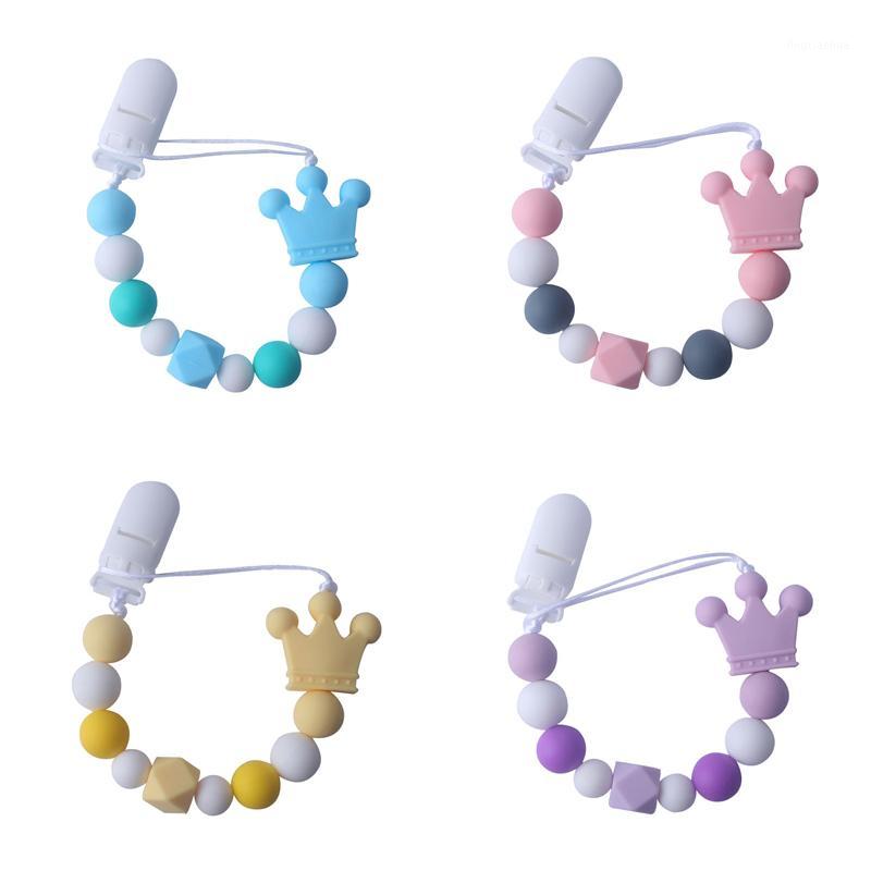 

DIY Grade Baby Silicone Teethers Crown Handmade Pacifier Clip Holder Chain Silicone Pacifier Chains Teether Toy for Newborn1
