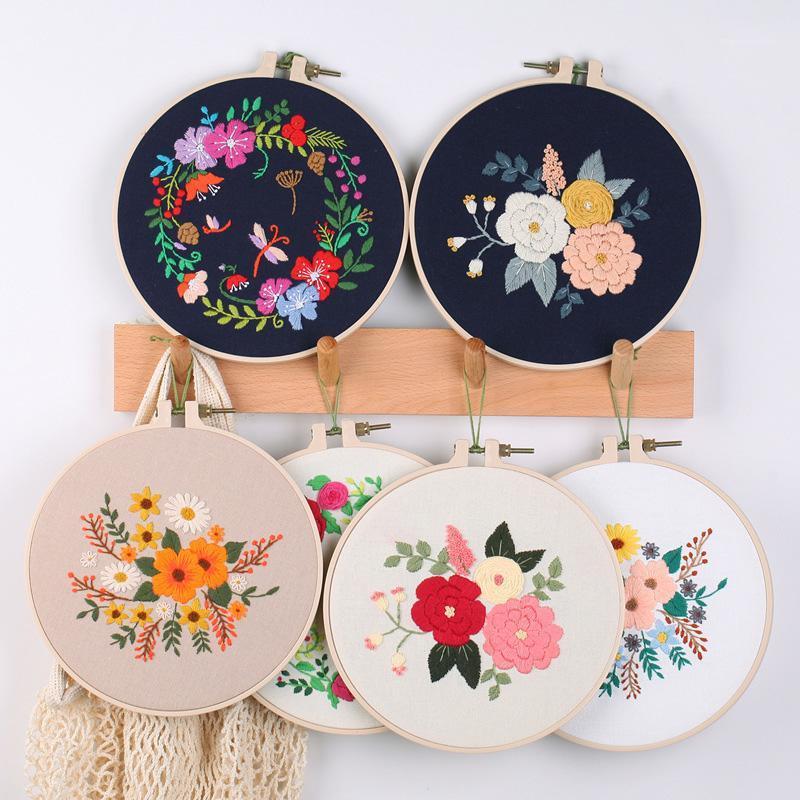 

DIY Flower Wreath Easy Embroidery Kit for Beginner Needlework Cross Stitch Set Sewing Art Handmade Wall Crafts Home Decor1