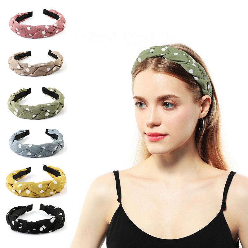 

Cotton Braid Polka Dot Headbands For Women Hairbands Folk-custom Scrunchies Hair Accessories Hair Bows Band Headband