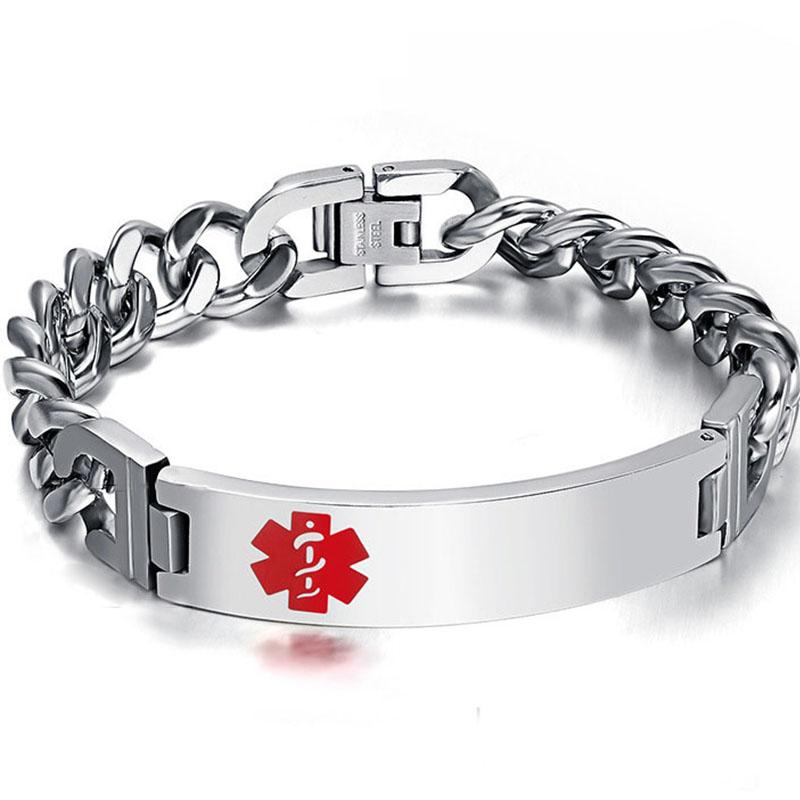 

red bracelet for men wholesale stainless steel fashion hand link chain bracelets men's boho jewelry Steel color male accessories