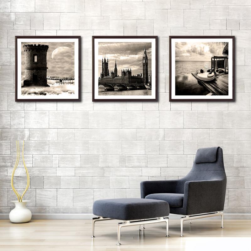 

Black And White Background Buildings By The Sea Posters Home Decoration Canvas Painting Print Wall Picture for Living Room1
