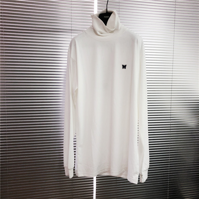 

2021 New Loose Long Sleeve T-shirt Men Women Butterfly Embroidery Needles Turtleneck Basic t Shirt Awge Mock Neck Tee 0mjk