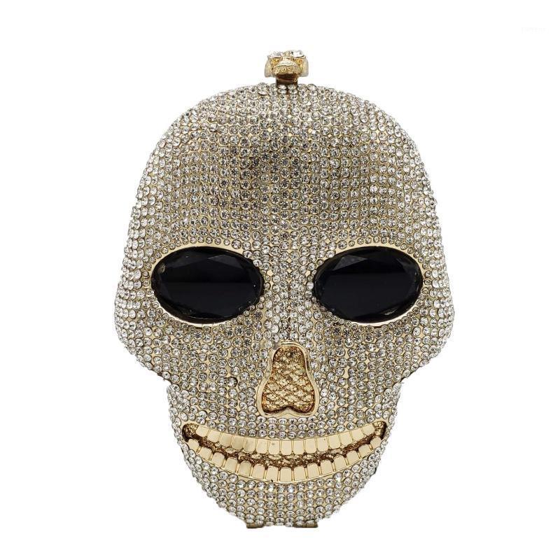 

Double Flower Diamond Women Skull Evening Bags Wedding Party Ladies Crystsal Clutch Purses and Handbags1