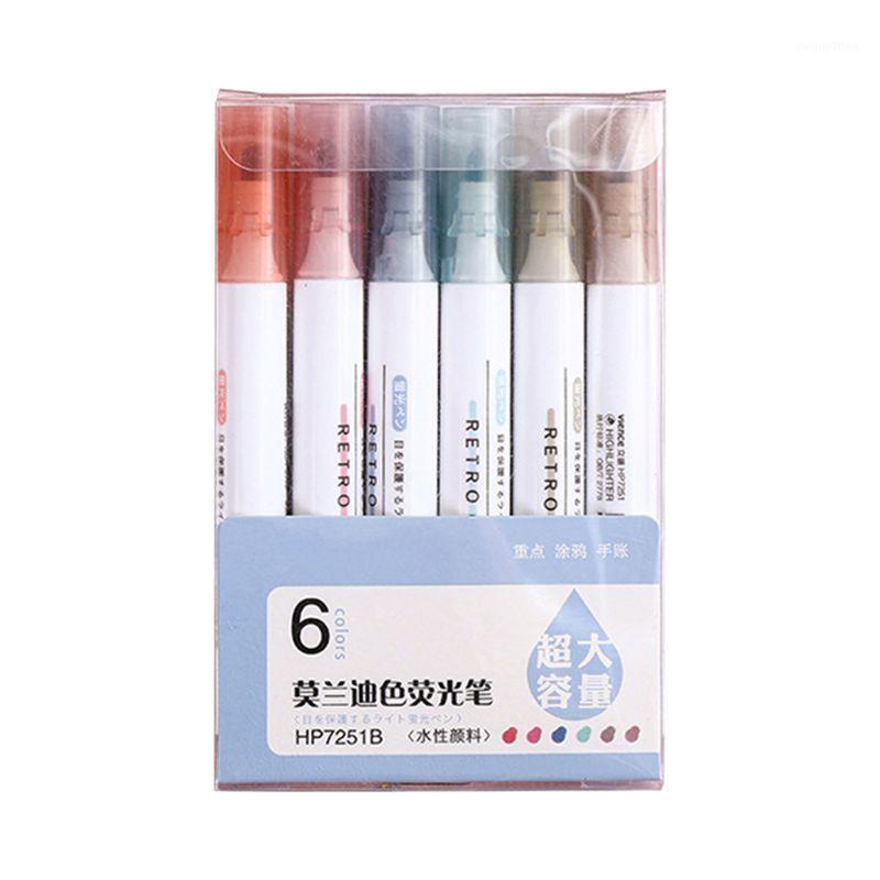 

2020 New 6pcs/set Highlighter Pen Pastel Fluorescent Marker Pens School Office Supplies1