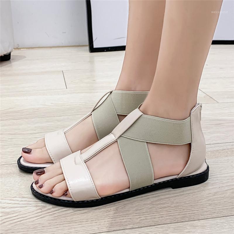 

Women Sandals 2021 Hot Fashion Women Summer Beach Roman Sandal Ladies Open Toe Flat Sandal Casual Female Shoes1, Beige