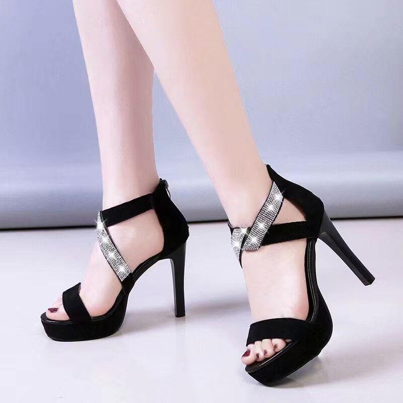 

Summer European and American sexy super high heel 11cm women shoes black fish Rome black women sandals, Picture colors
