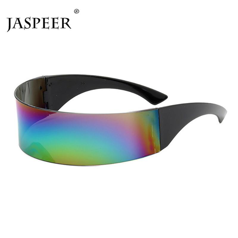 

JASPEER One Piece Goggle Eyewear Steampunk Rimless Sunglasses Men UV400 Driving Sun Glasses Women Vintage Punk Rimless