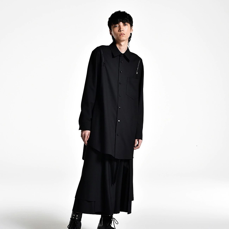 

2021 New S-6xl!! Men Dark Shirt Department Long Sewing. 8HC6, Black