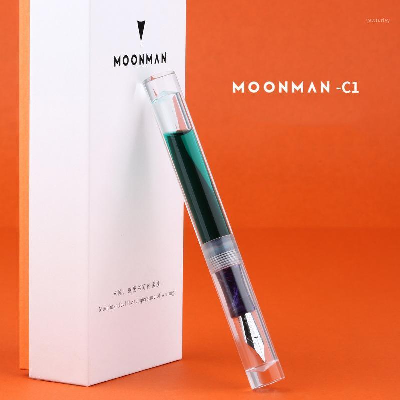 

High Quality Brand Transparent Fountain Pen Large Capacity Ink Cartridge F Nib Pens School Office Writing Stationery Supplies1, Red