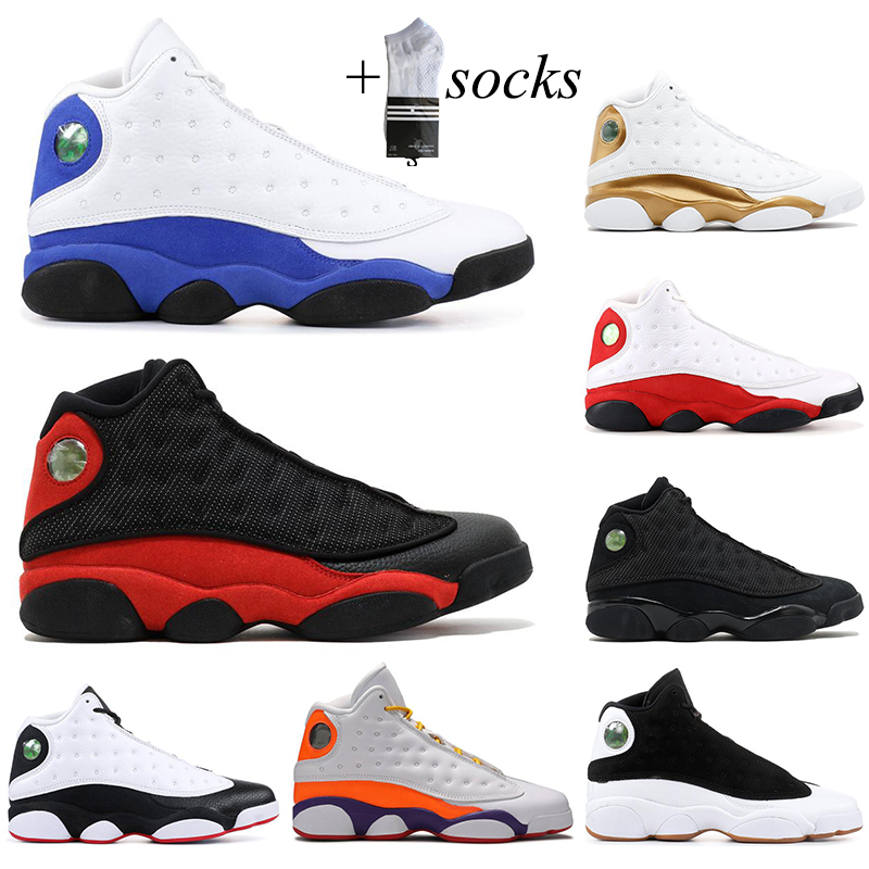 

With free Socks 2021 Bred Chicago Flint Men Women Basketball Shoes 13s He Got Game BLACK CAT ALTITUDE Top Quality Sneakers size 40-47, White;red