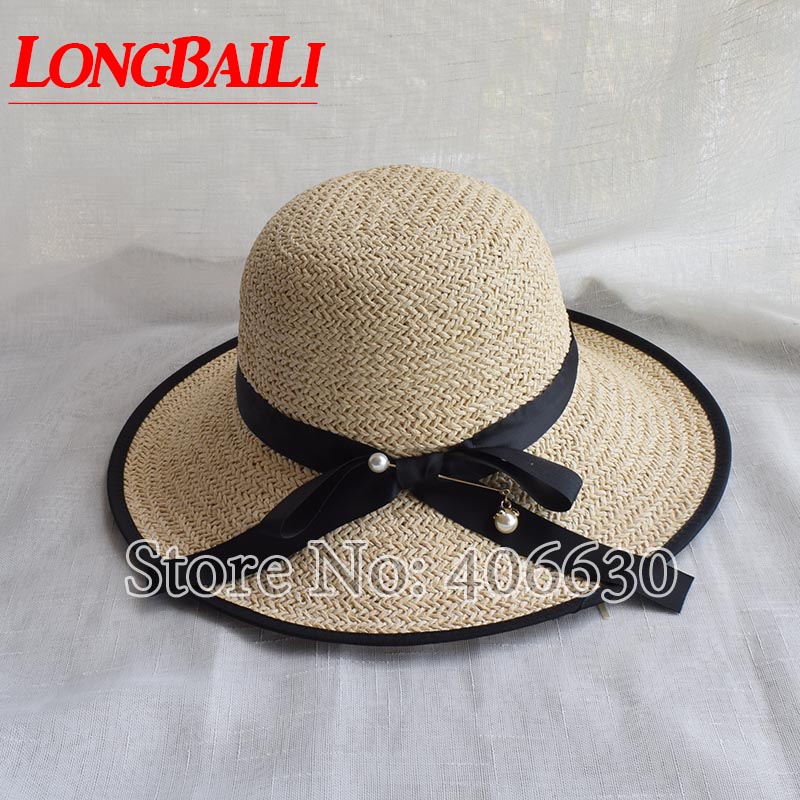 

Summer Fashion Straw Beach Hats For Women Large Brim Sun hats Female Floppy SDDS028, Khaki
