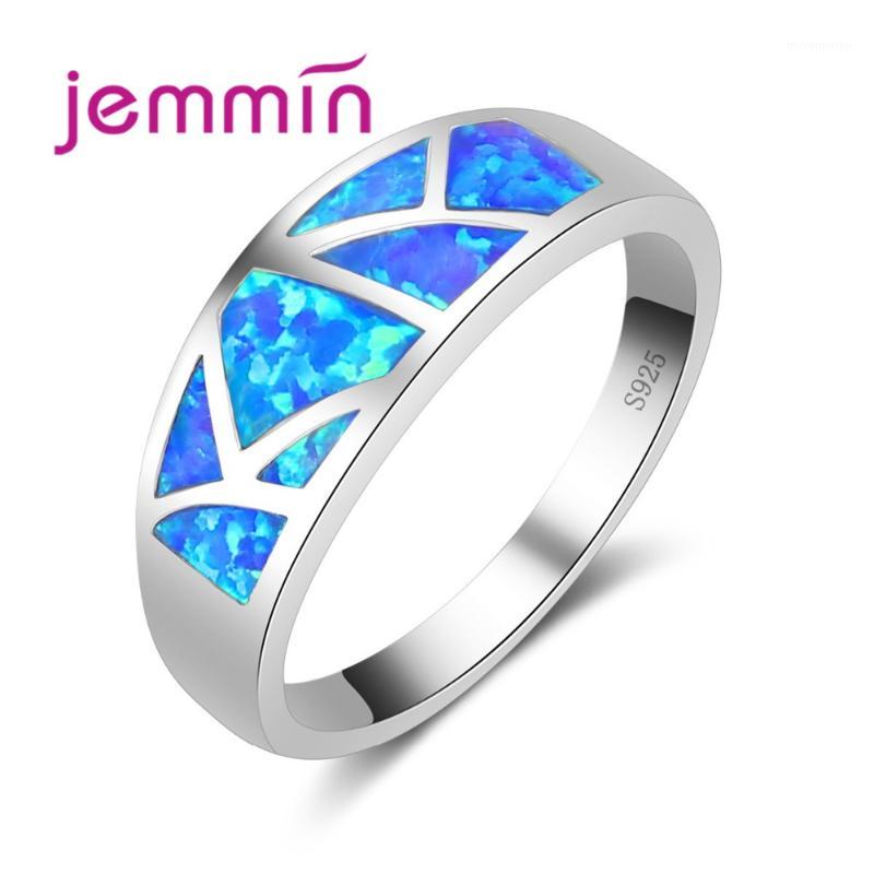 

Jemmin Natural Blue Fire Opal Ring 925 Sterling Silver Women's Wedding Jewelry Rings New Arrival1