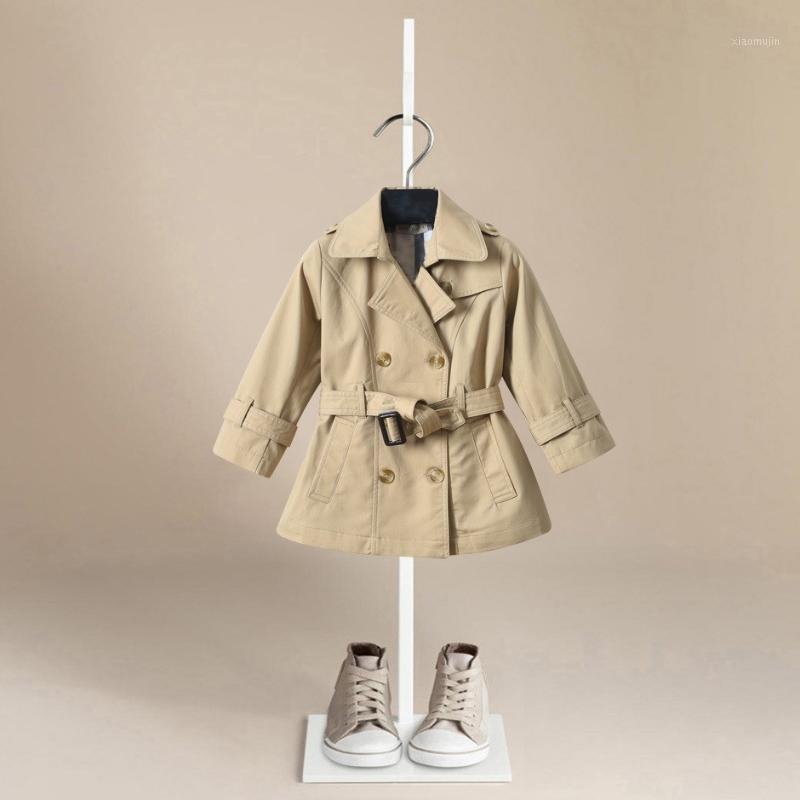 

Spring Fall Girls Clothes Outerwear England Style Children's Clothing Long Sleeves Cardigan Vintage Coats ClassicTrench Jacket1, Beige