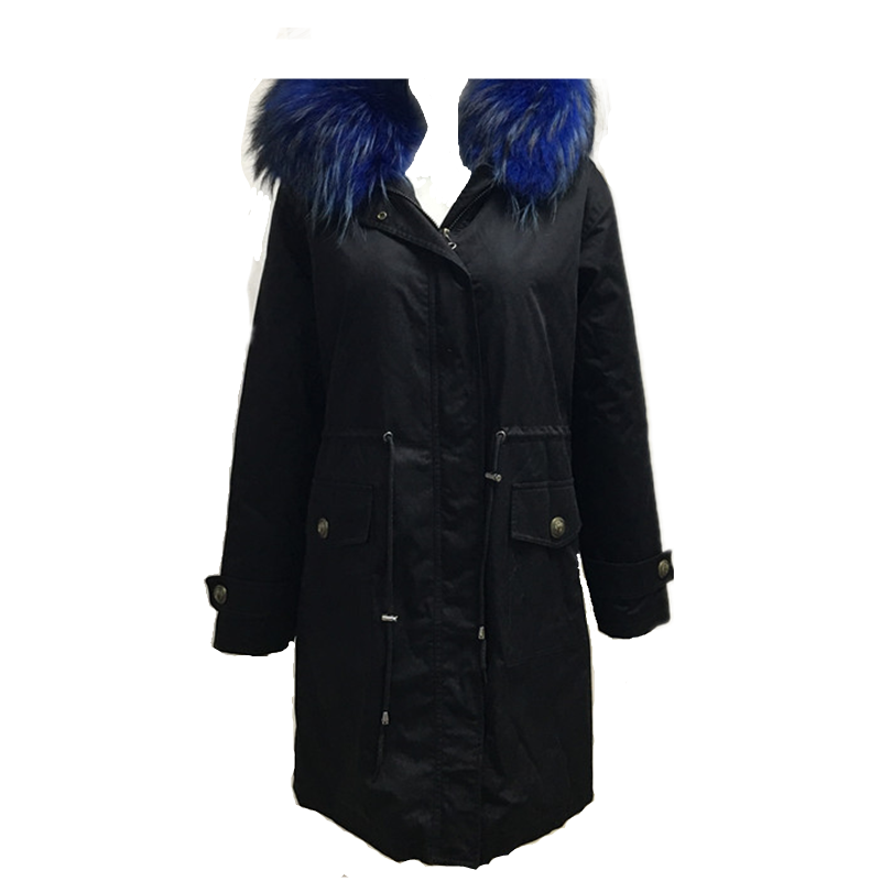 

2020 Real Raccon Fur Collar Coat Men Tops And Blouses Black Winter Faux Fur Jacket With Hood