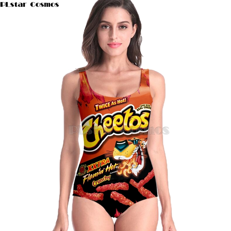 

Hot Cheetos Women's Ladies Sleeveless Sexy Cosplay French fries food 3D Printed Beach Swimwear One Piece Swimsuit-21 Y200904, Beige